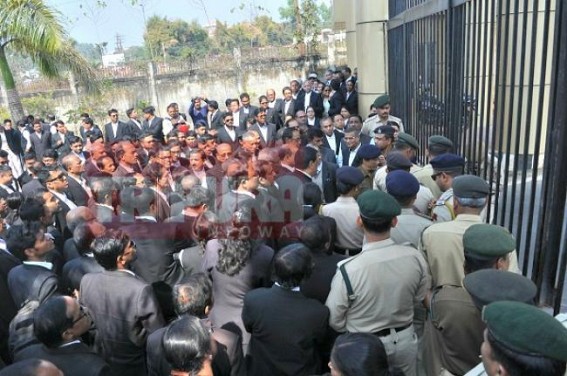 Modi Govtâ€™s inaction towards causes of Lawyers : Lawyers'  protest rocks Tripura Secretariat